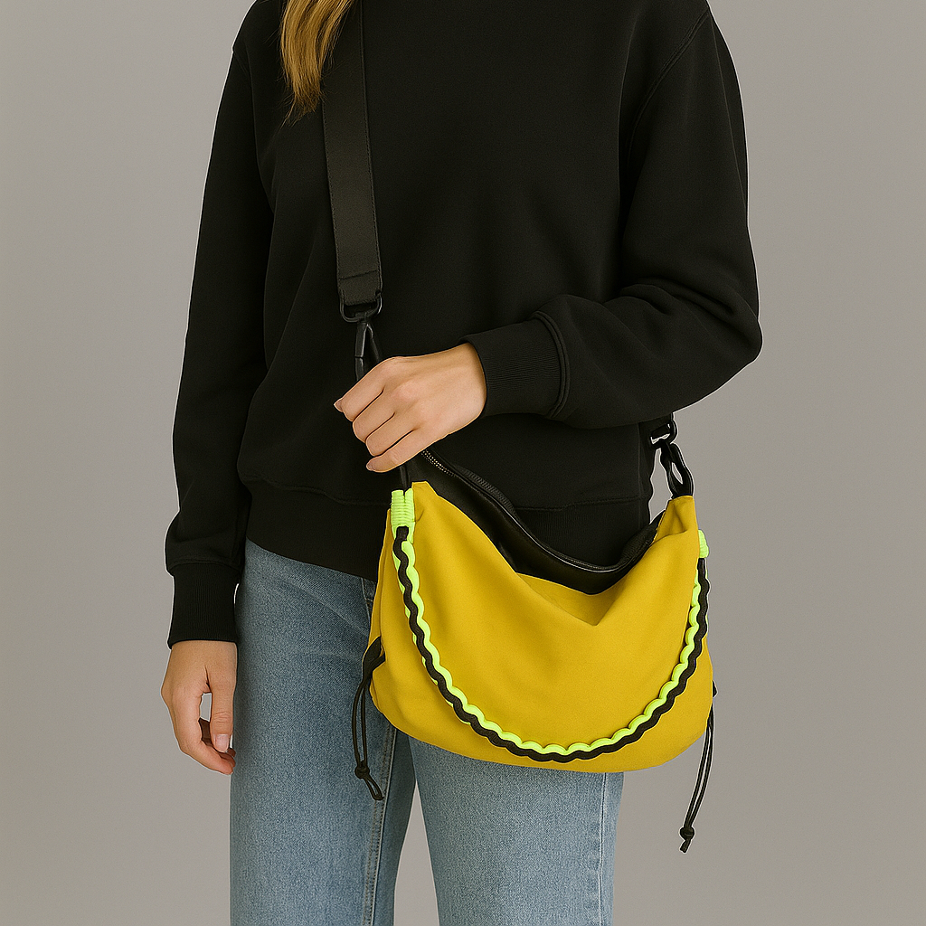 Crossbody bag with custom colourful strap by Bennu