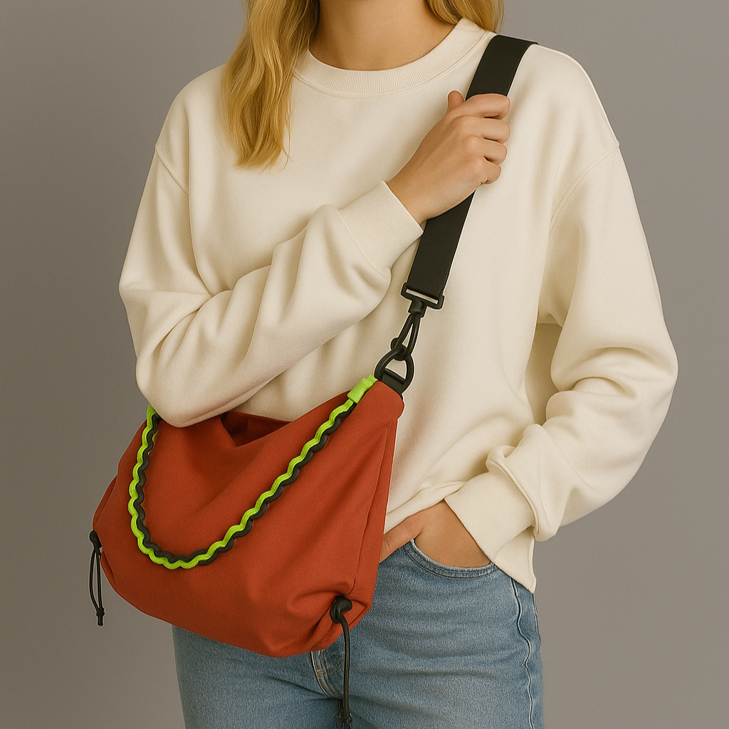 Crossbody bag with custom colourful strap by Bennu