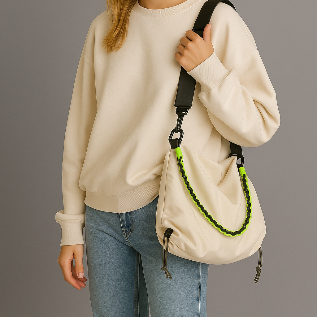 Crossbody bag with custom colourful strap by Bennu