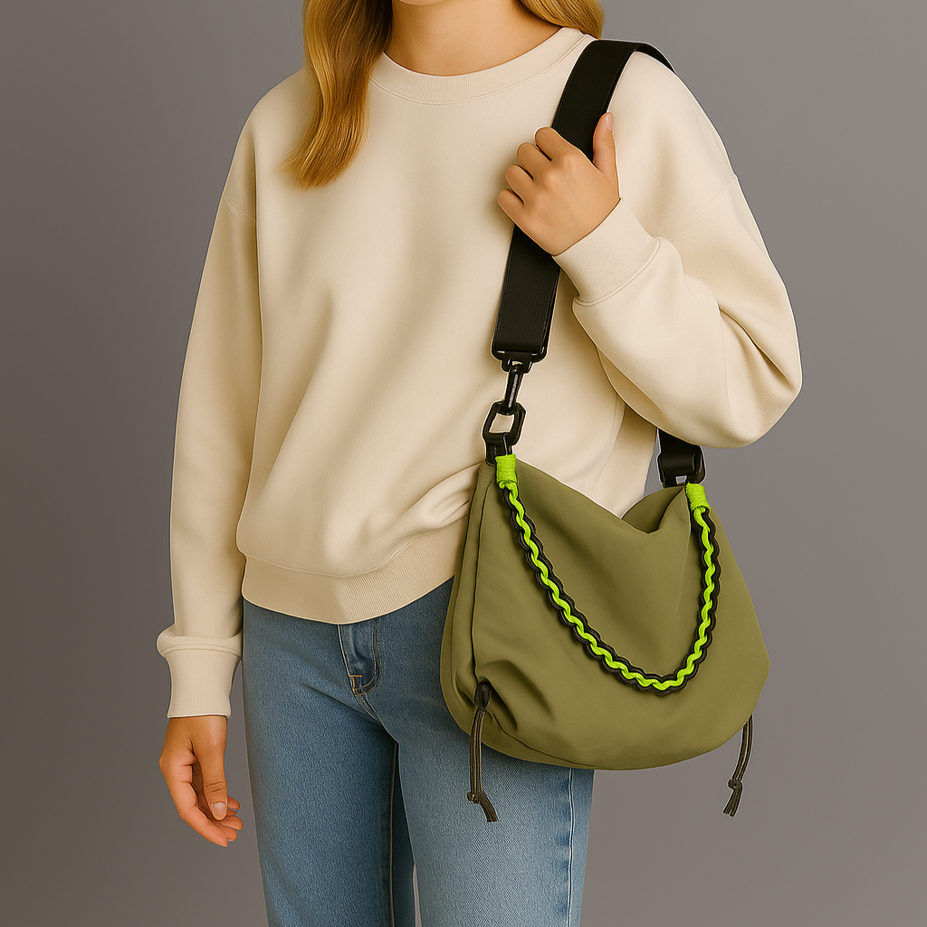Crossbody bag with custom colourful strap by Bennu