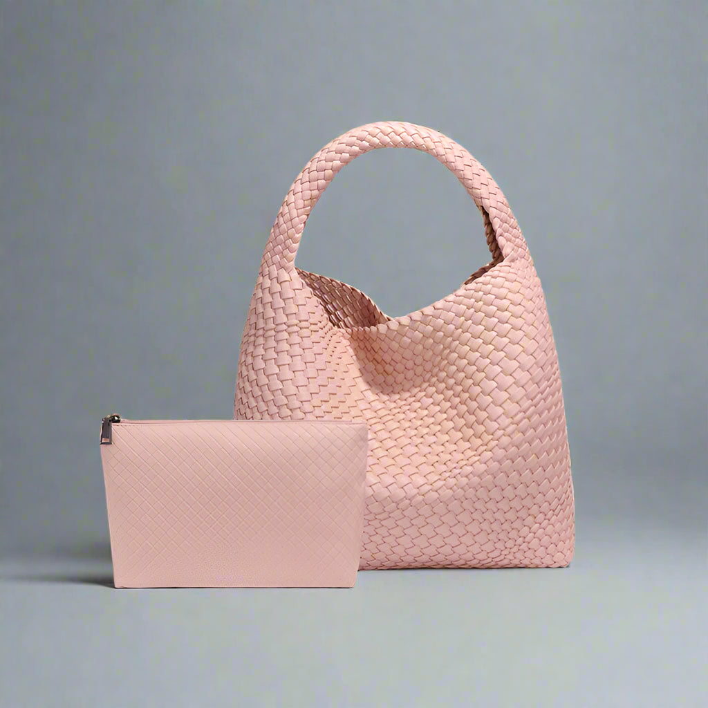 Handwoven recycled PU leather bag by Bennu