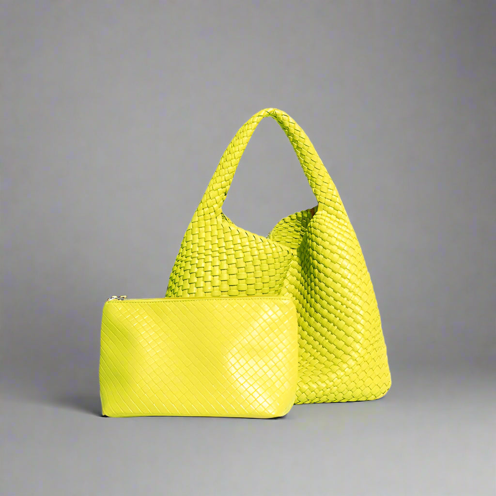 Handwoven recycled PU leather bag by Bennu